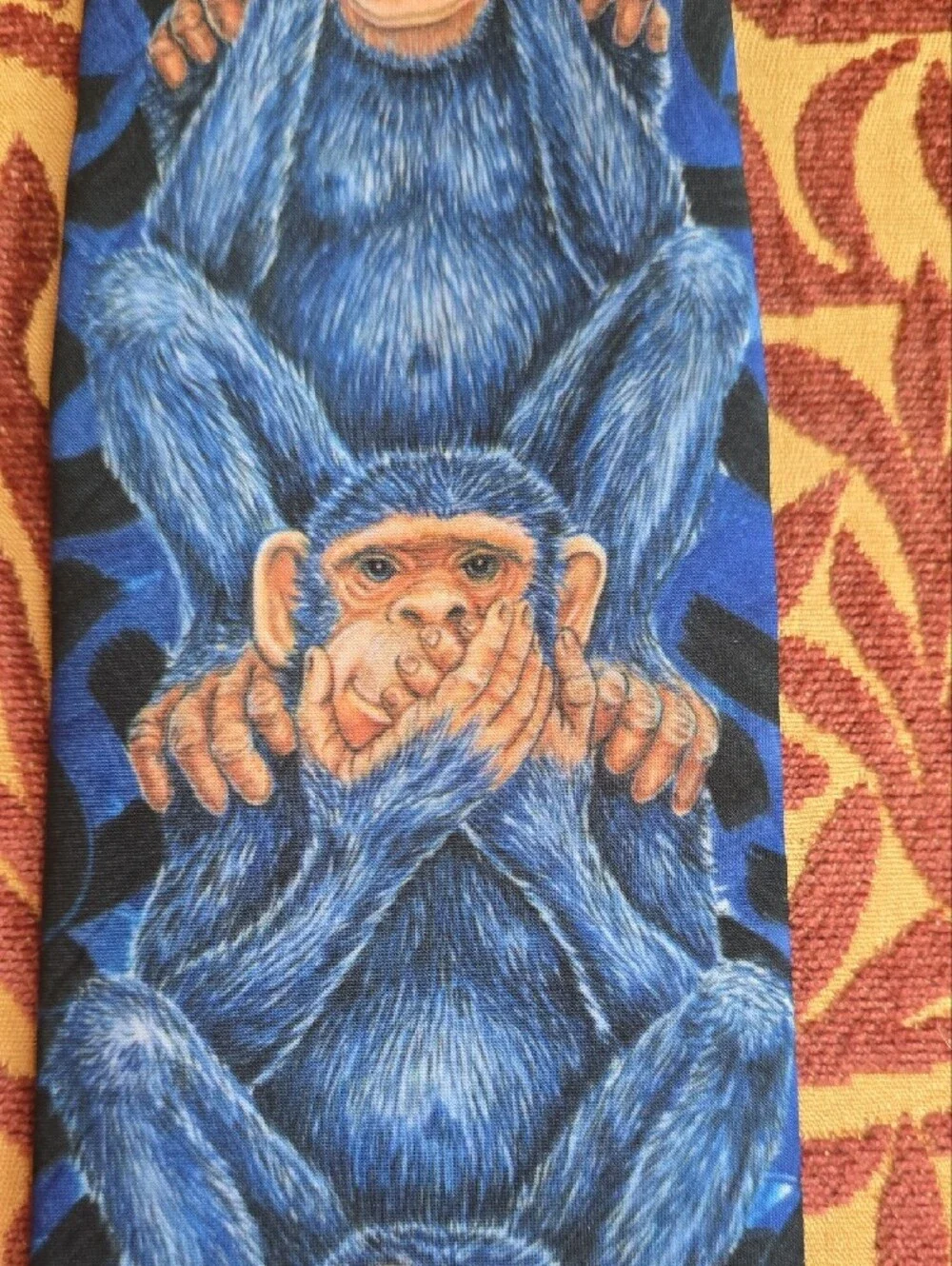Blue Monkey Print Necktie - Unbranded